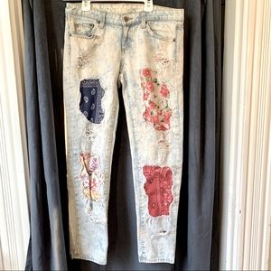 Carmar Patchwork Acid Wash Boyfriend Jeans